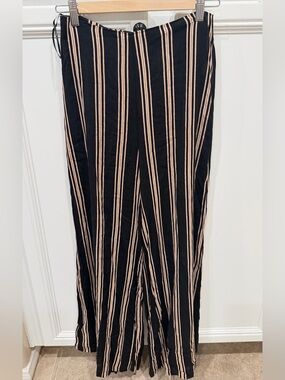 audrey Black Pants with Beige Vertical Stripes